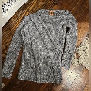 Tory Burch Off-the-Shoulder Gray Sweater